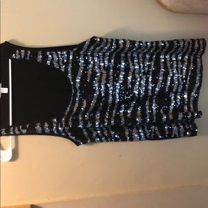 Dress barn sparkles zebra stripe tank top